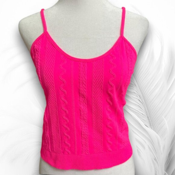 Fct Tops - Women’s Hot Pink Textured Knit Tank Top Size L